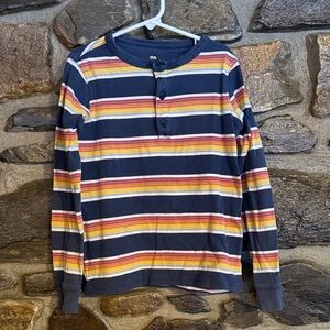 Tea Collection Navy and Multicolor Striped Long Sleeve Tee